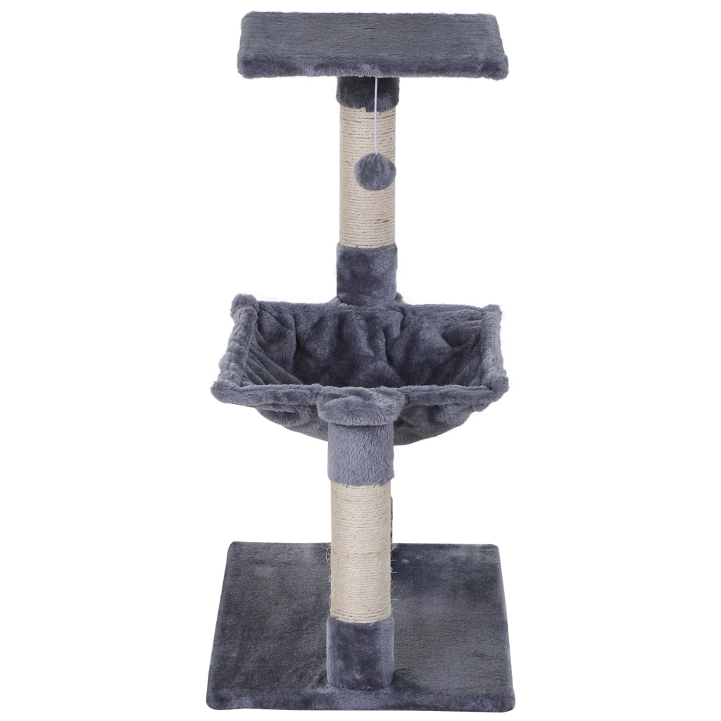 Albero tiragraffi per gatti con colonna sisal, piattaforma e amaca ¨C zephmum ¨C 70 cm grigio