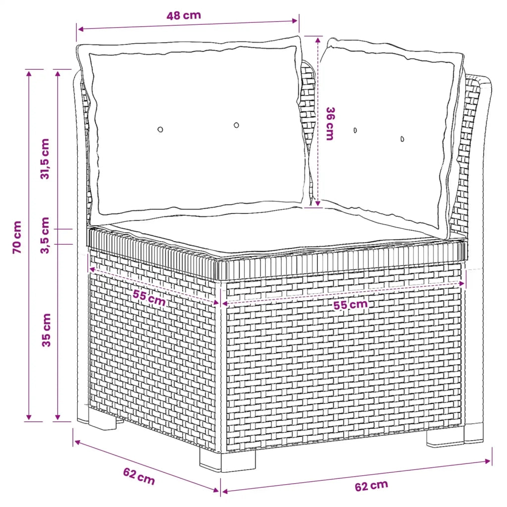 Divano da Giardino a 1 Posto con Cuscini Aspetto Rattan PP 8011843
