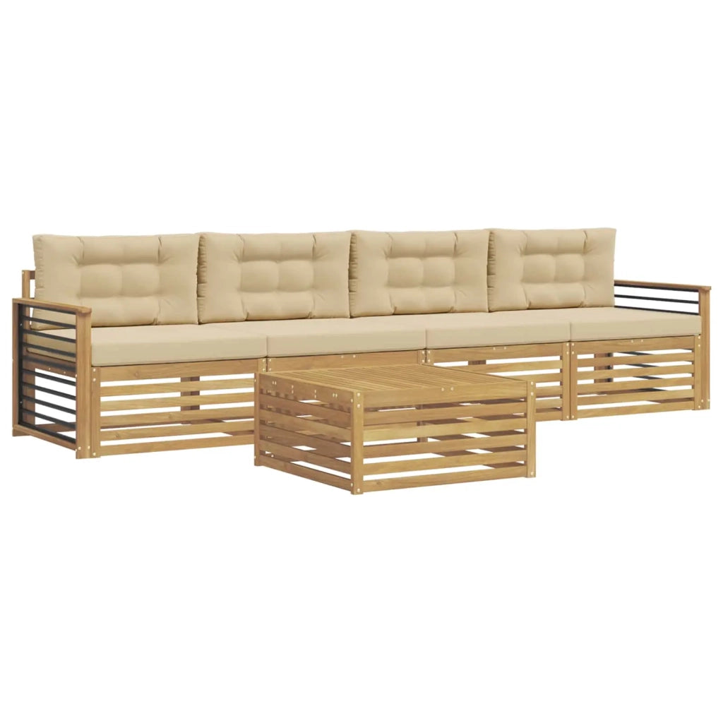 Set di divani da esterno con cuscino 5 pcs Bianco e Beige 3390018