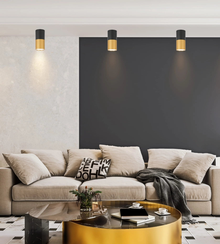 Candellux TUBA faretto da soffitto GU10 nero oro h12cm
