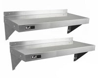 Set 2 Mensole a Muro 100x30 cm per Cucine di Ristoranti Pizzerie in Acciaio Inox