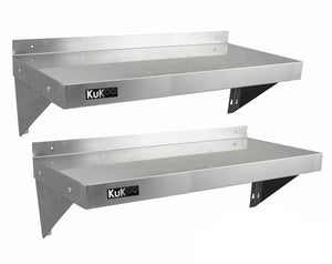 Set 2 Mensole a Muro 100x30 cm per Cucine di Ristoranti Pizzerie in Acciaio Inox