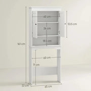 MOBILE SOPRA WC CON 3 MENSOLE CHIUSE E RIPIANO APERTO, IN LEGNO, 65X22X161 CM, BIANCO