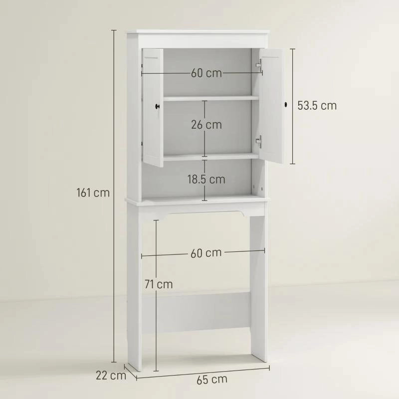 MOBILE SOPRA WC CON 3 MENSOLE CHIUSE E RIPIANO APERTO, IN LEGNO, 65X22X161 CM, BIANCO