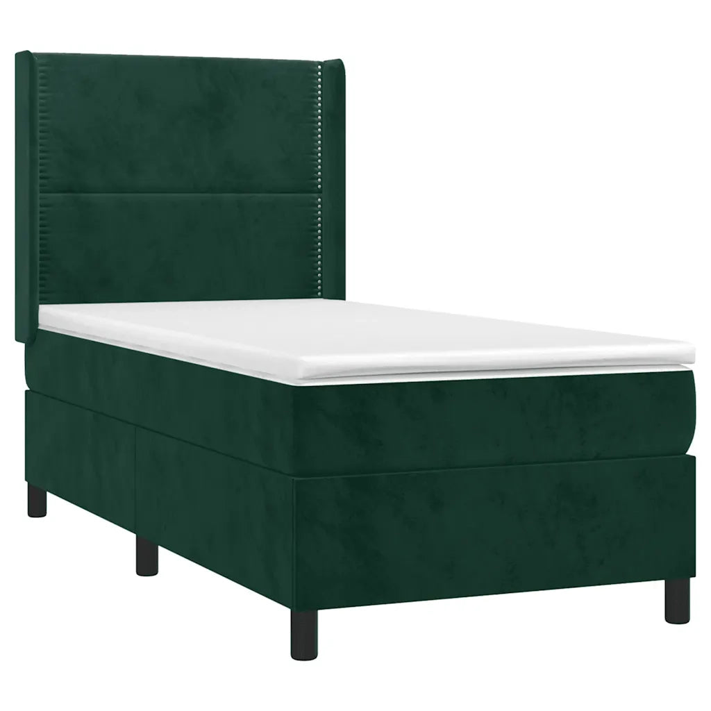 Giroletto a Molle con Materasso Verde Scuro 90x190 cm Velluto 3132594