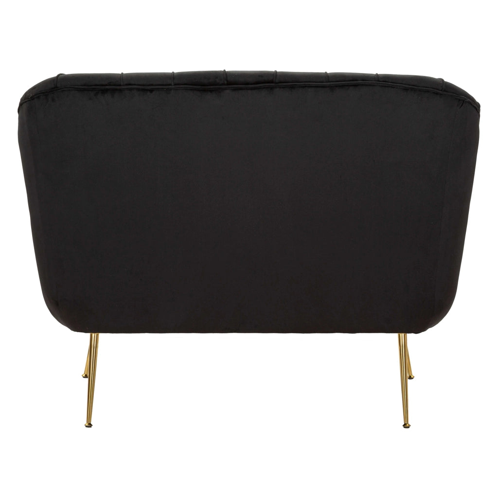 Diskit, Divano Fisso 2 Posti Effetto Velluto Trapuntato, 130x83x91h cm Nero