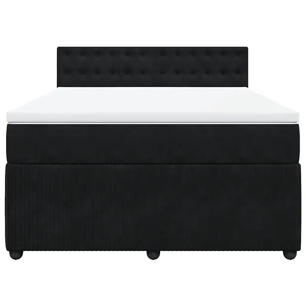 Giroletto a Molle con Materasso Nero 140x200 cm in Velluto 3290072