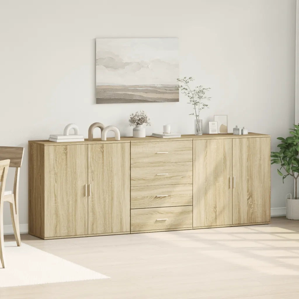 Credenze 3 pz | Madia | Buffet da pranzo | Armadio da pranzo Rovere Sonoma in Legno Multistrato