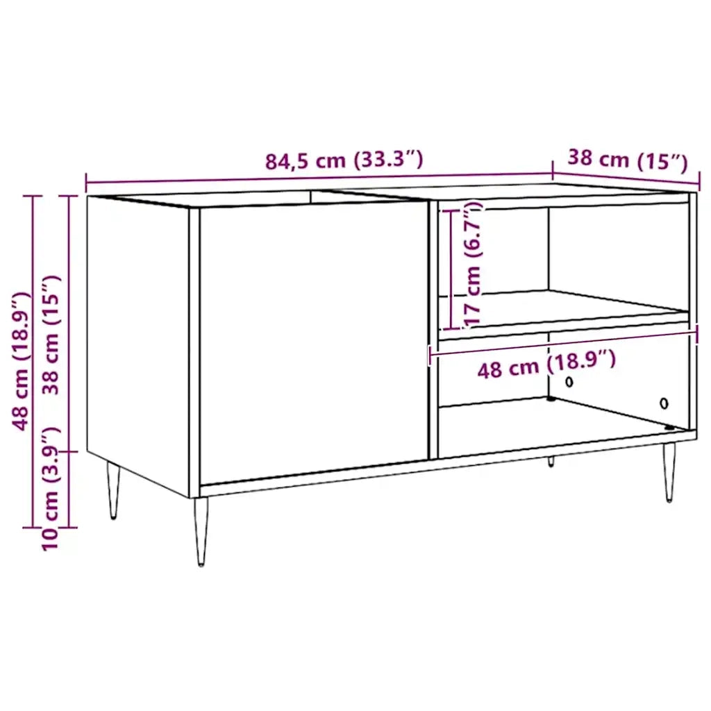 Mobile Porta Dischi Rovere Artigianale 84,5x38x48cm Multistrato 857241