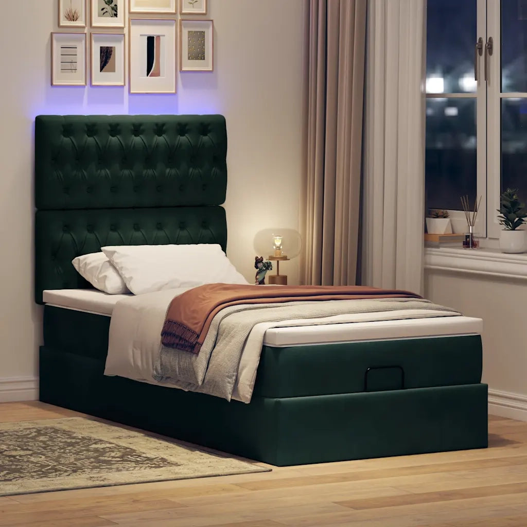 Struttura Letto Pouf con Materassi 90x200 cm in Velluto