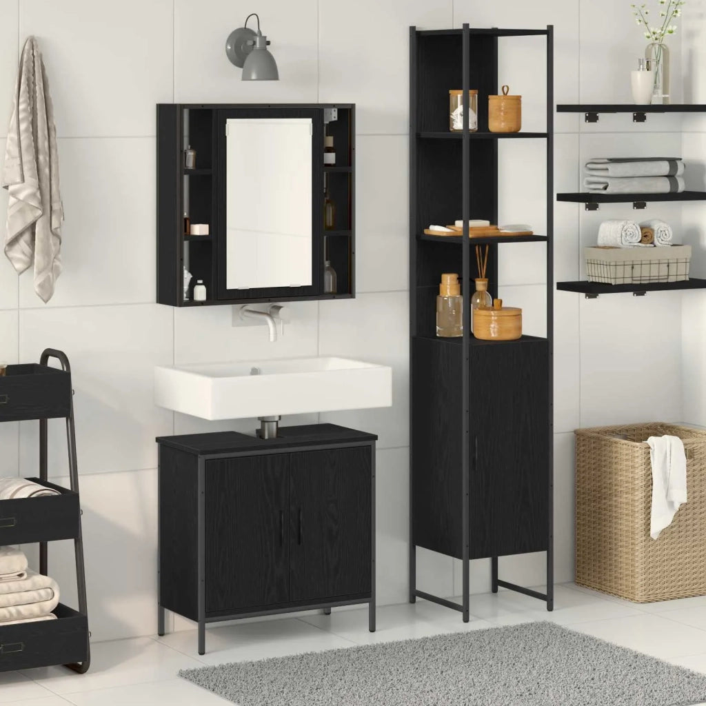 Unità da Bagno con lo scaffale 3 pcs Nero Legno multistrato 3334385