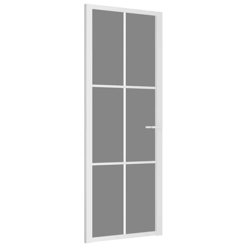Porta Interna 76x201,5 cm Bianca in Vetro ESG e Alluminio cod mxl 58327