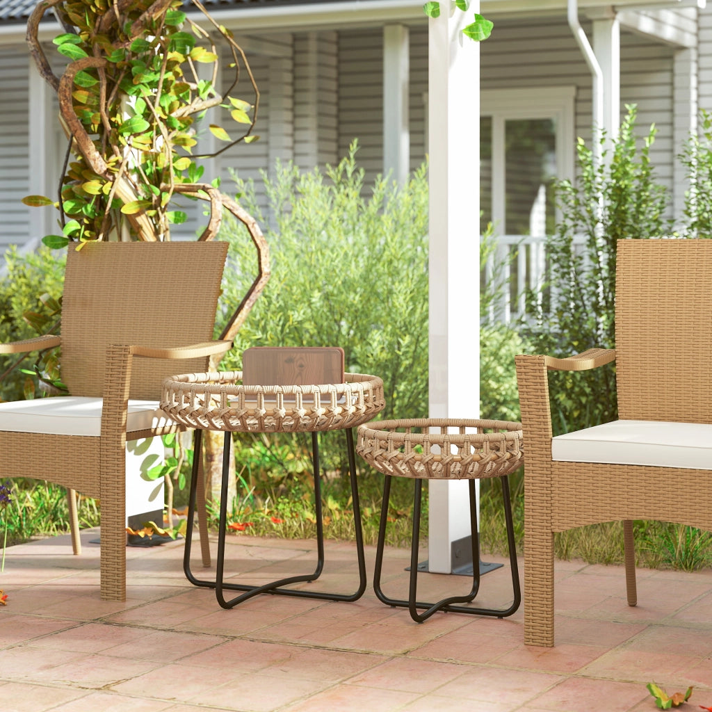 Tavolino da giardino rotondo in polirattan ¨C zephmum ¨C 60x60x41 cm marrone