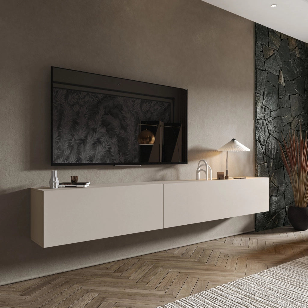 Mobile Soggiorno Gava, Parete Attrezzata Modulabile, Beige