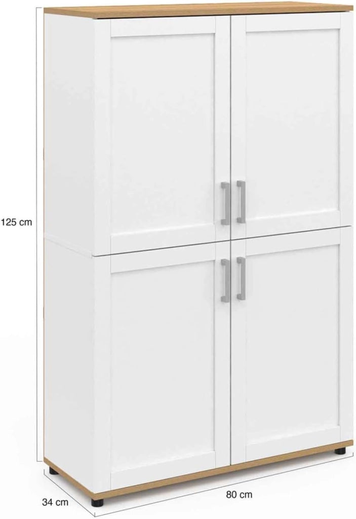Tablero alto de 2 puertas VITO blanco y efecto haya H. 125 cm