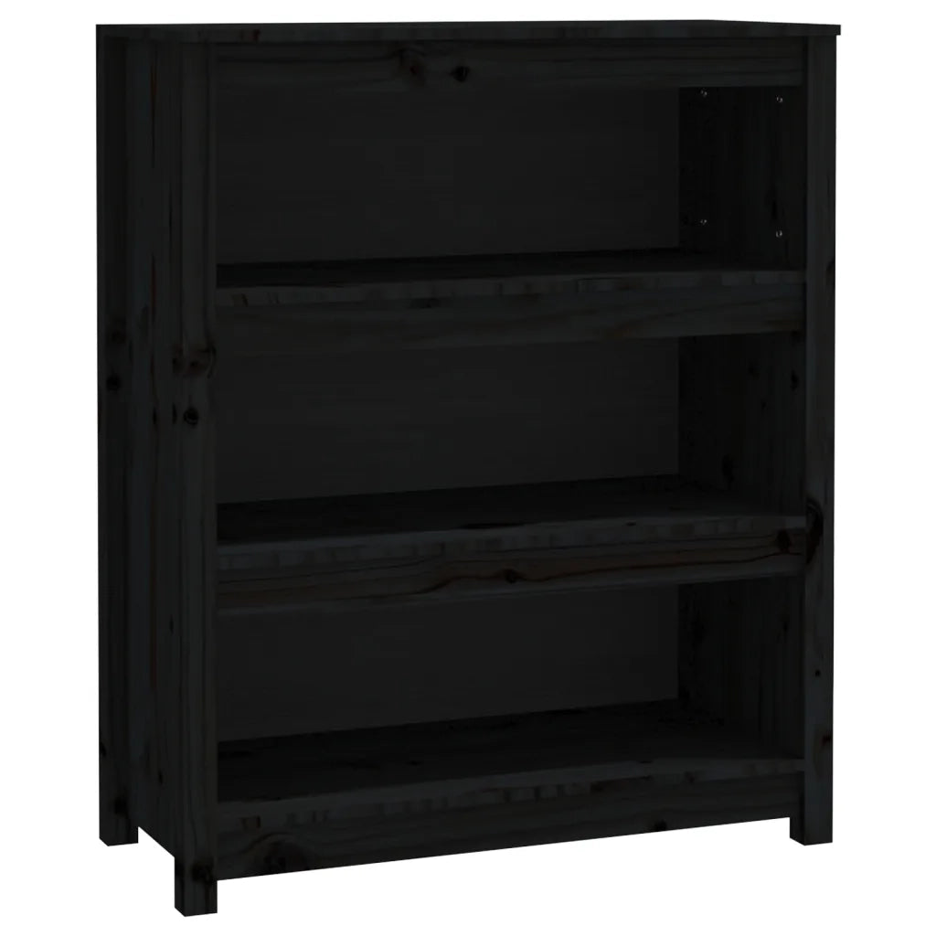 Libreria-Scaffale per Libri-Mobile di Stoccaggio Nera 80x35x97 cm in Legno Massello di Pino