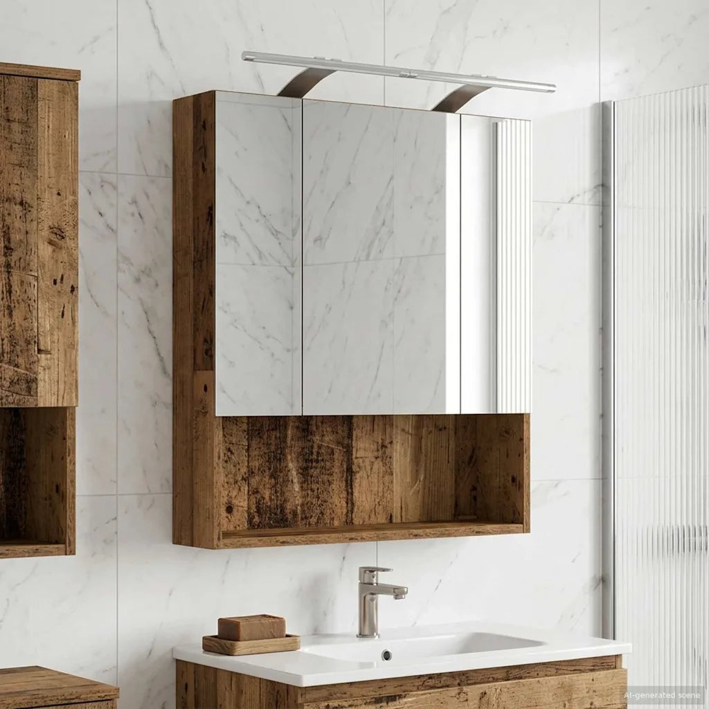 Mobiletto per specchio da bagno Legno vecchio 60 x 14.5 x 70 cm 889197