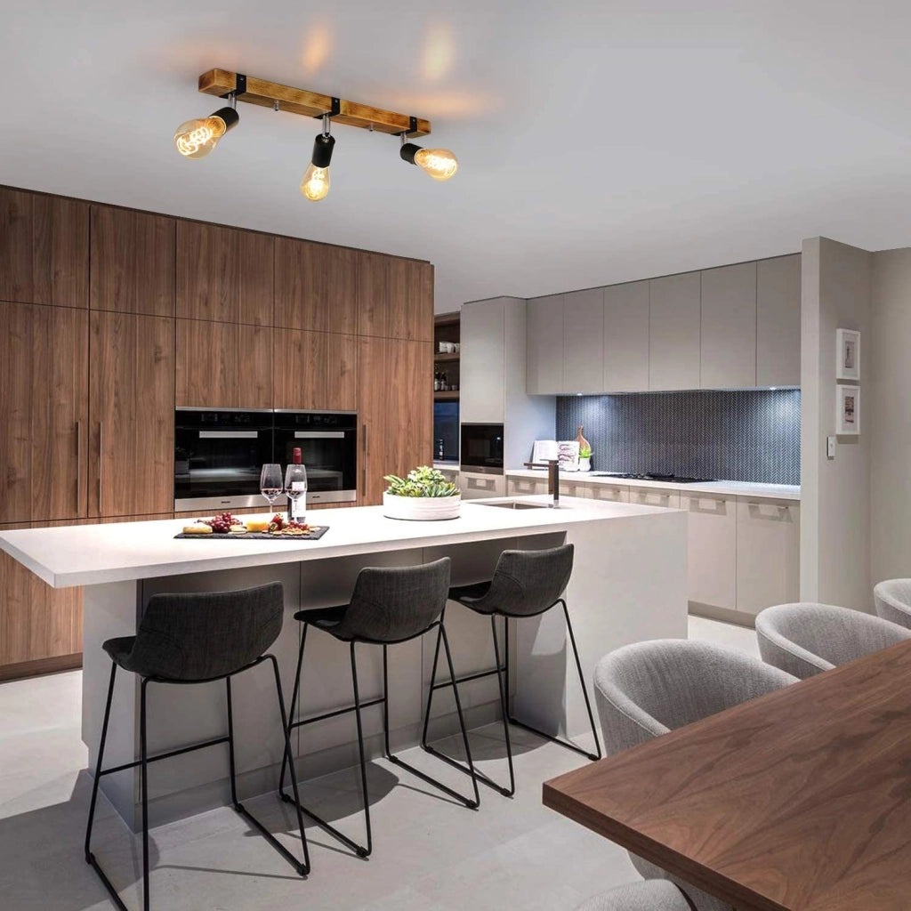 ZMH Faretto da soffitto legno retrò E27 25W rotazione 360° per cucine corridoi ristoranti