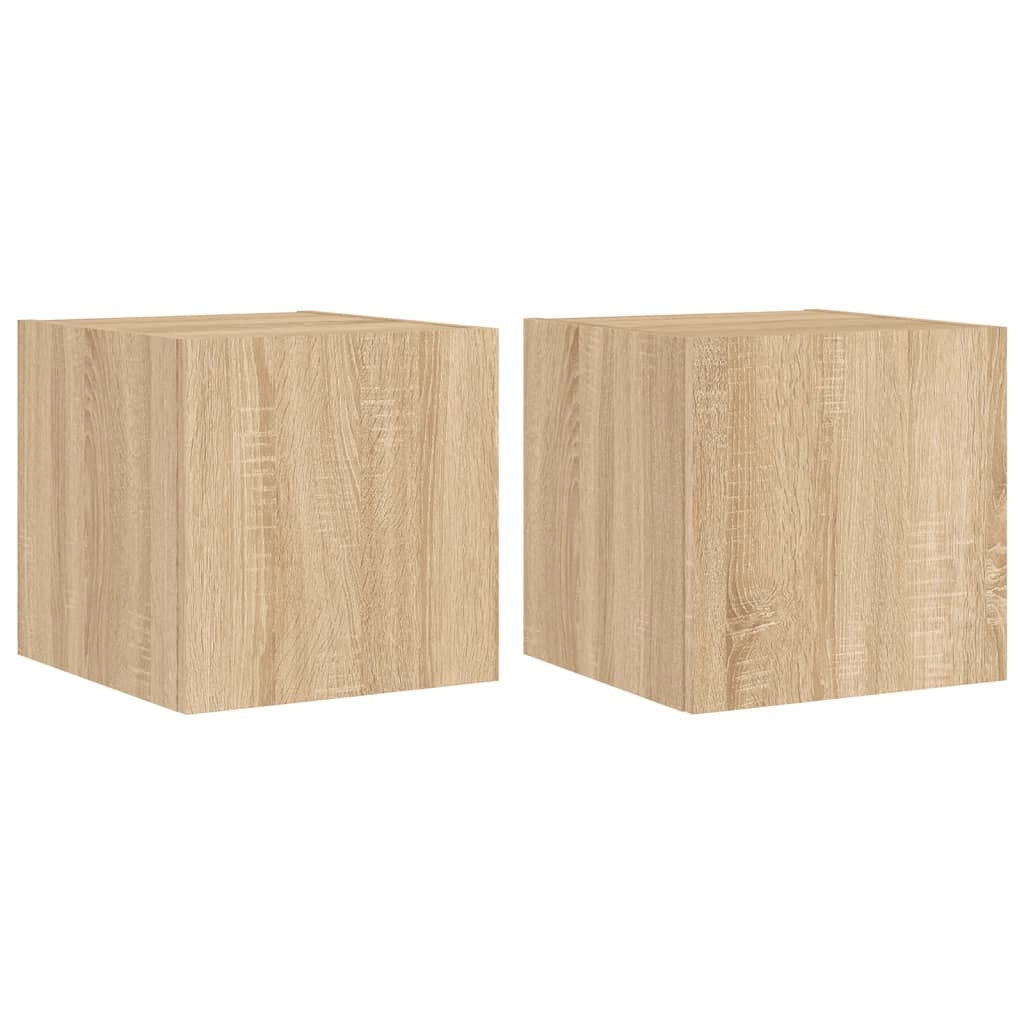 Mobile TV multimediale da parete mensola TV credenza TV sala da pranzo soggiorno camera da letto luci LED 2 pezzi rovere Sonoma 30,5 x 35 x 30 cm marrone 02_0029171