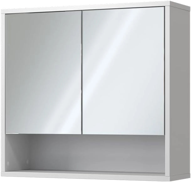 Specchio da bagno Eliza, Quercia vichinga, 70 x 65 cm con 2 porte, adatto per montaggio a parete e combinabile con la serie Eliza