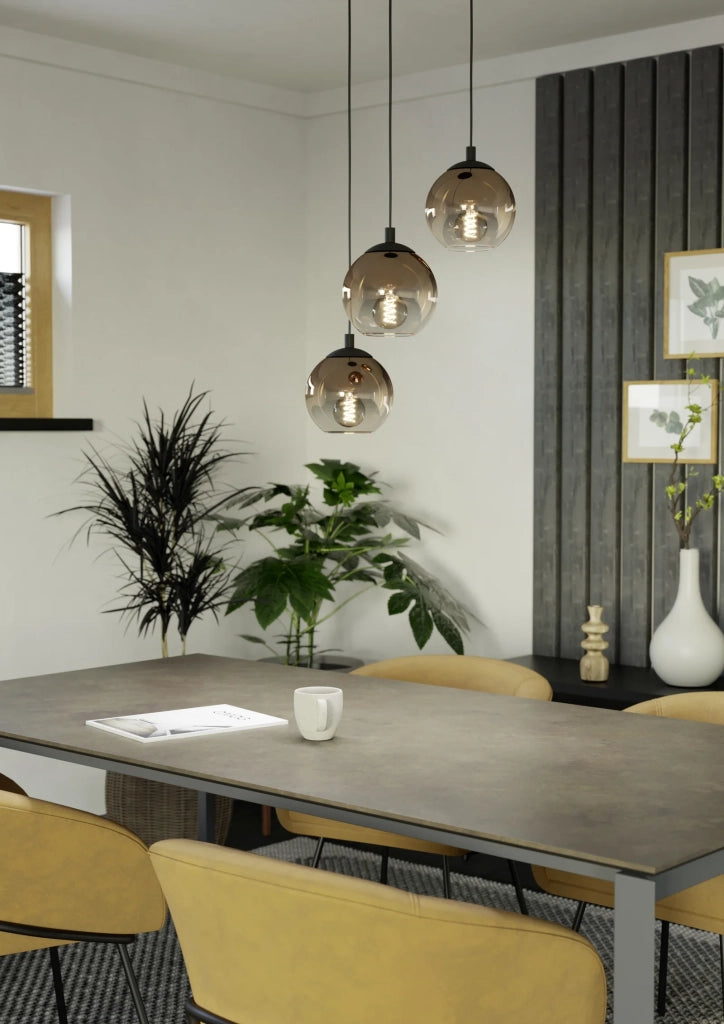 Lampadario Contemporaneo Ariscani 1 Acciaio Nero Rame 3 Luci E27