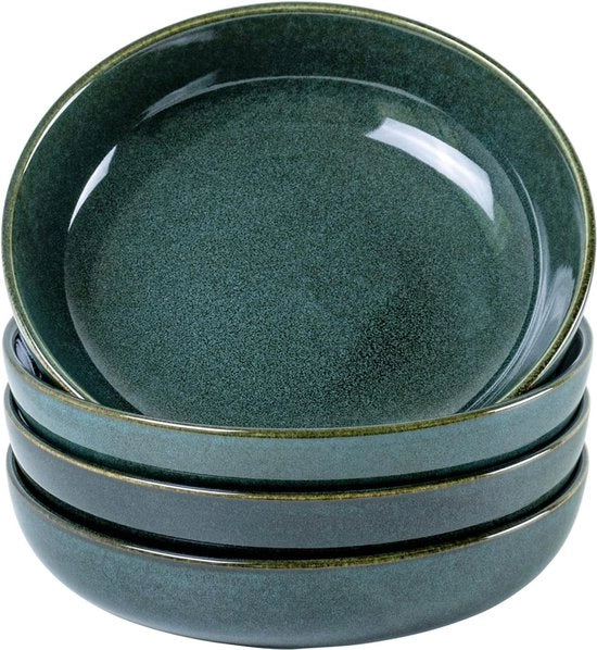 Set di 4 vaschette per dessert e frutta in ceramica, porcellana, verde, per 4 persone