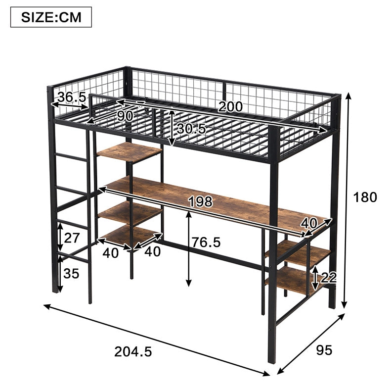 LETTO a castello 90x200 cm in metallo e legno nero