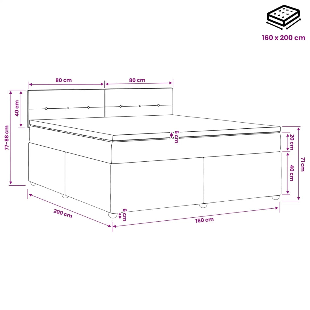 Letto box spring con materasso Verde Scuro 160 x 200 cm Velluto 3451712