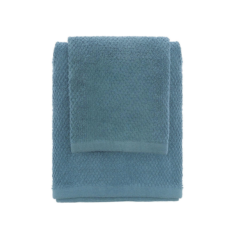 Set asciugamani bagno blu per viso e ospite in cotone puro Spring