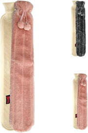 Bottiglione da bagno lungo in vetro con fodera in pelliccia sintetica - Fodera accogliente - 72 cm - Rosa