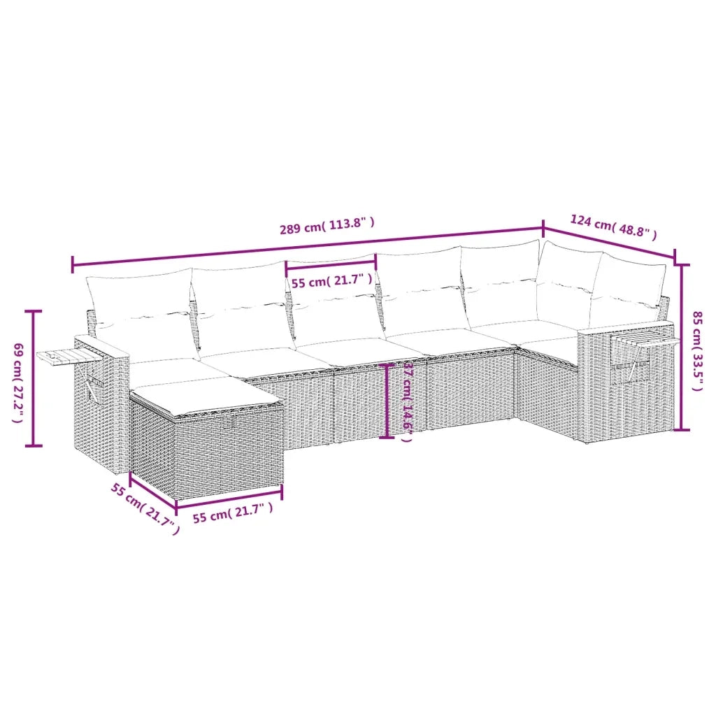 Set Divani da Giardino con Cuscini 7pz Nero Polyrattan 3265528