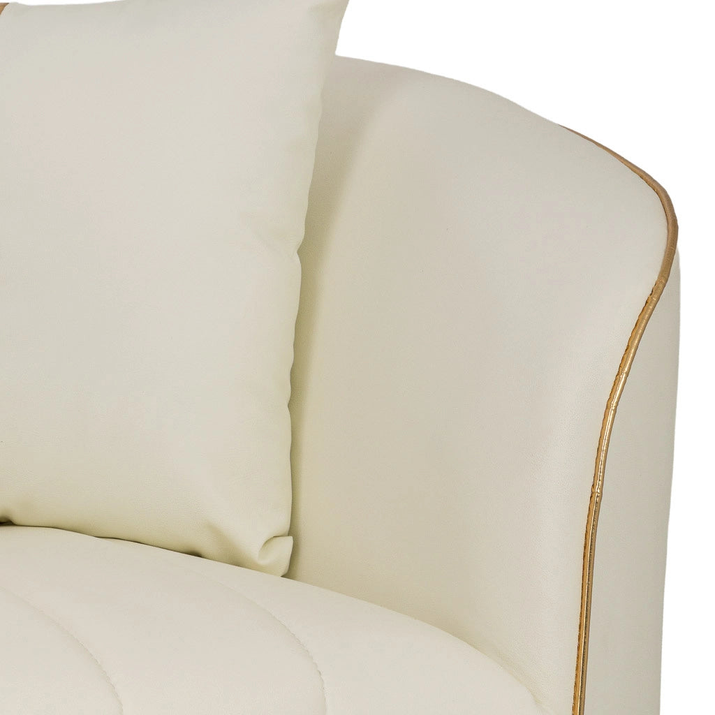 Poltrona in ecopelle beige 88x72x43/76h cm