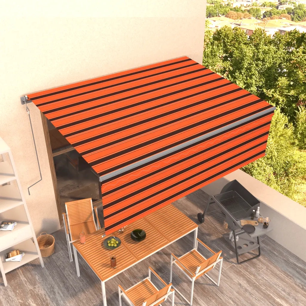 Tenda Retrattile Automatica con Parasole 4x3 m Arancio Marrone 3069430