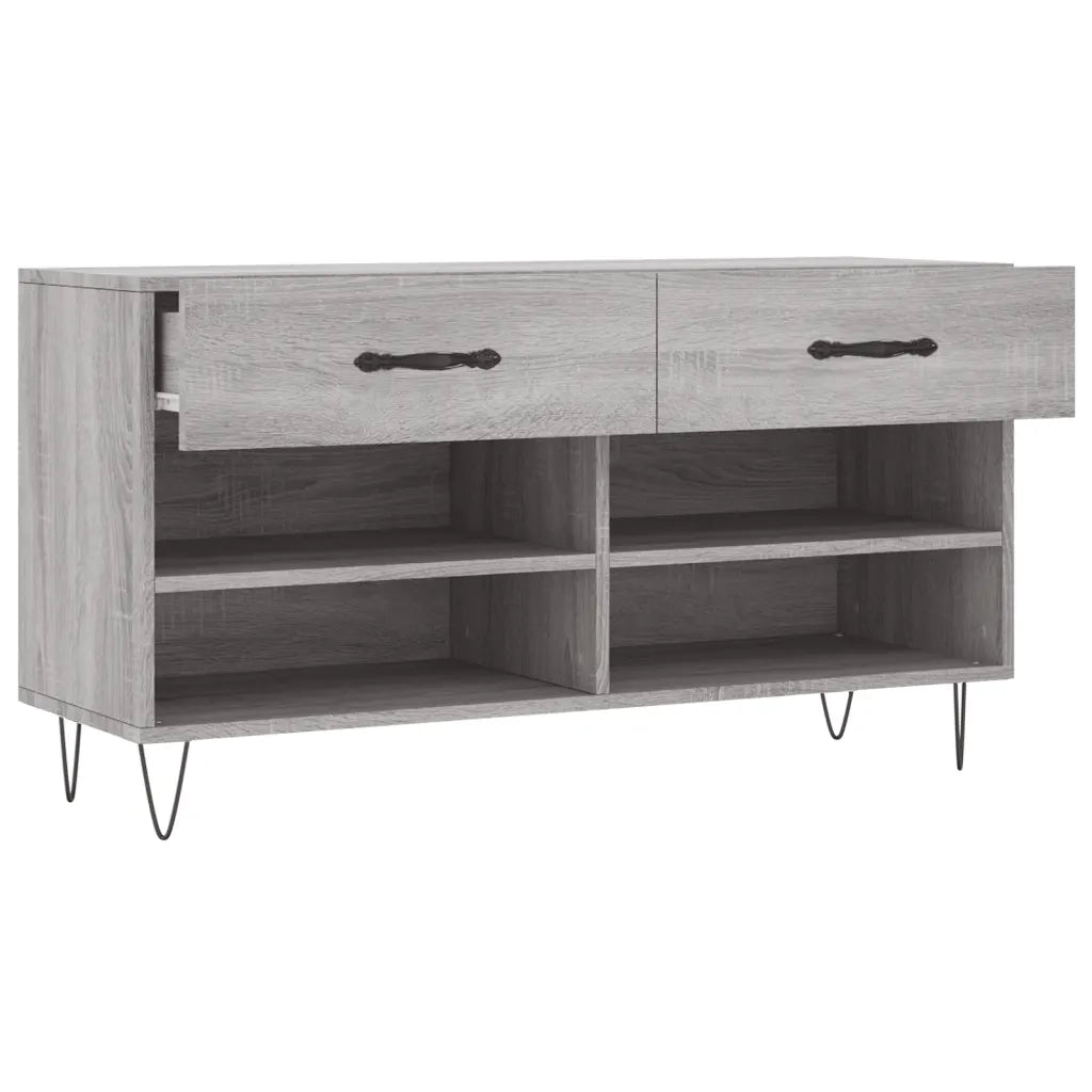 Panca Porta Scarpe-Sgabello-Panca Scarpiera Grigio Sonoma 102x35x55 cm Legno Multistrato 461710