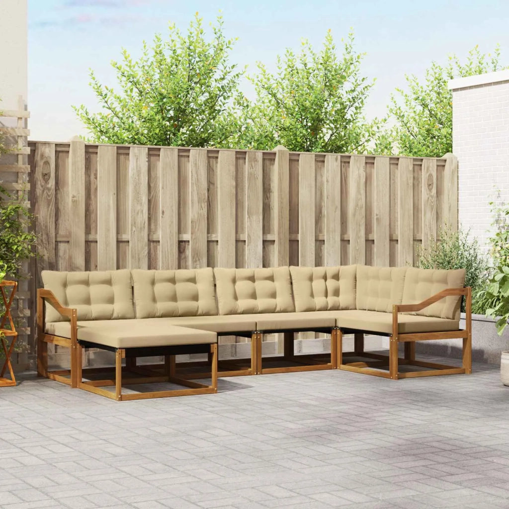 Set di divani da esterno con cuscino 6 pcs Naturale e Beige