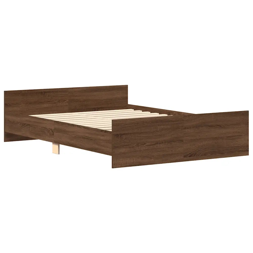 Giroletto con Testiera e Pediera-Struttura Letto Rovere Marrone 135x190 cm