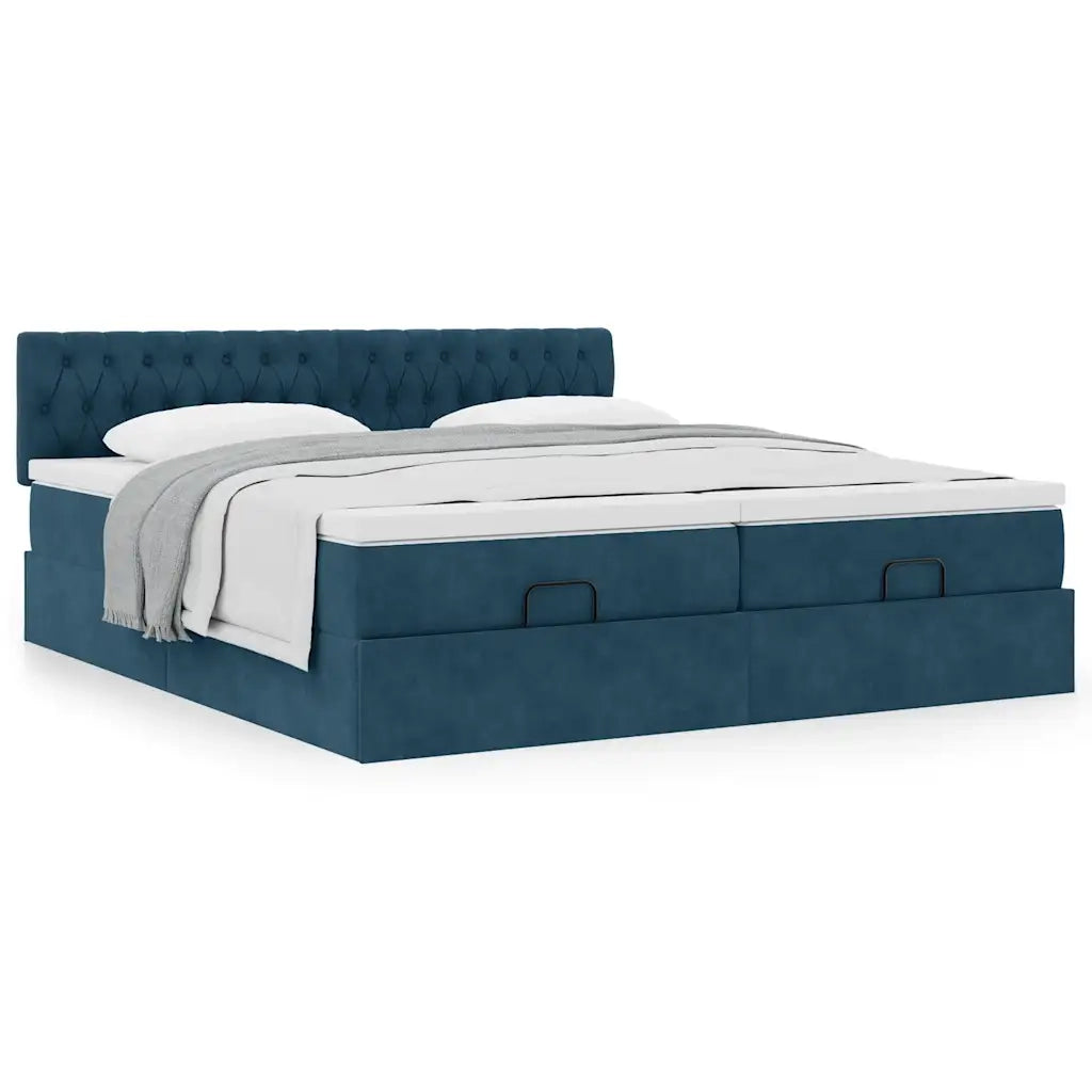 Struttura Letto Pouf con Materassi 180x200 cm Velluto 3312096