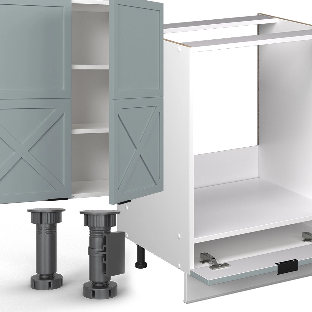 Cucina componibile Fame-Line Blu-grigio chiaro/Bianco 355 cm, PL Rovere Vicco