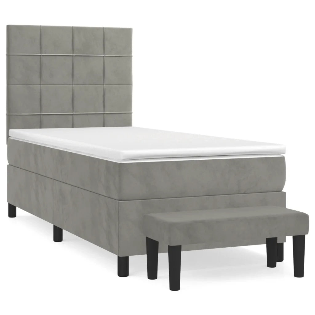 Giroletto a Molle con Materasso Grigio Chiaro 100x200cm Velluto 3137827