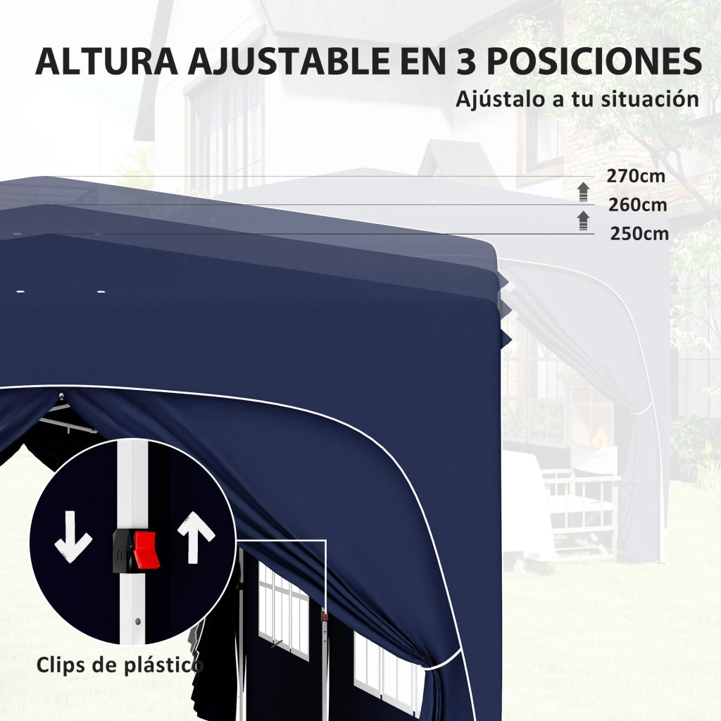 Gazebo pieghevole 3x6 m con pannelli laterali UPF50+ ¨C zephmum ¨C blu scuro