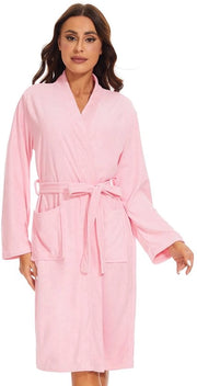 Camicia da camera per donna morbida e leggera, giacca da sauna per donna in tessuto da bagno, peso leggero, colore rosa