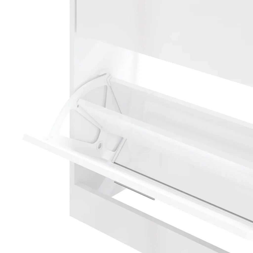 Scarpiera-Scaffale per scarpe Bianco Lucido 63x24x81 cm in Legno Multistrato