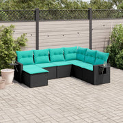 Set Divani da Giardino 7 pz con Cuscini Nero in Polyrattan 3220496