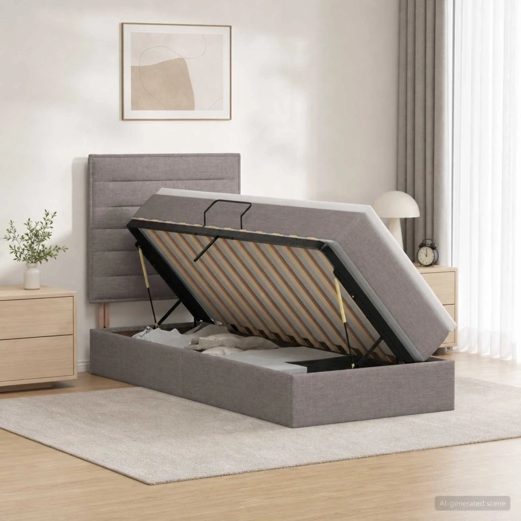 Letto con contenitore LED e materasso Tortora 100 x 200 cm 3459864