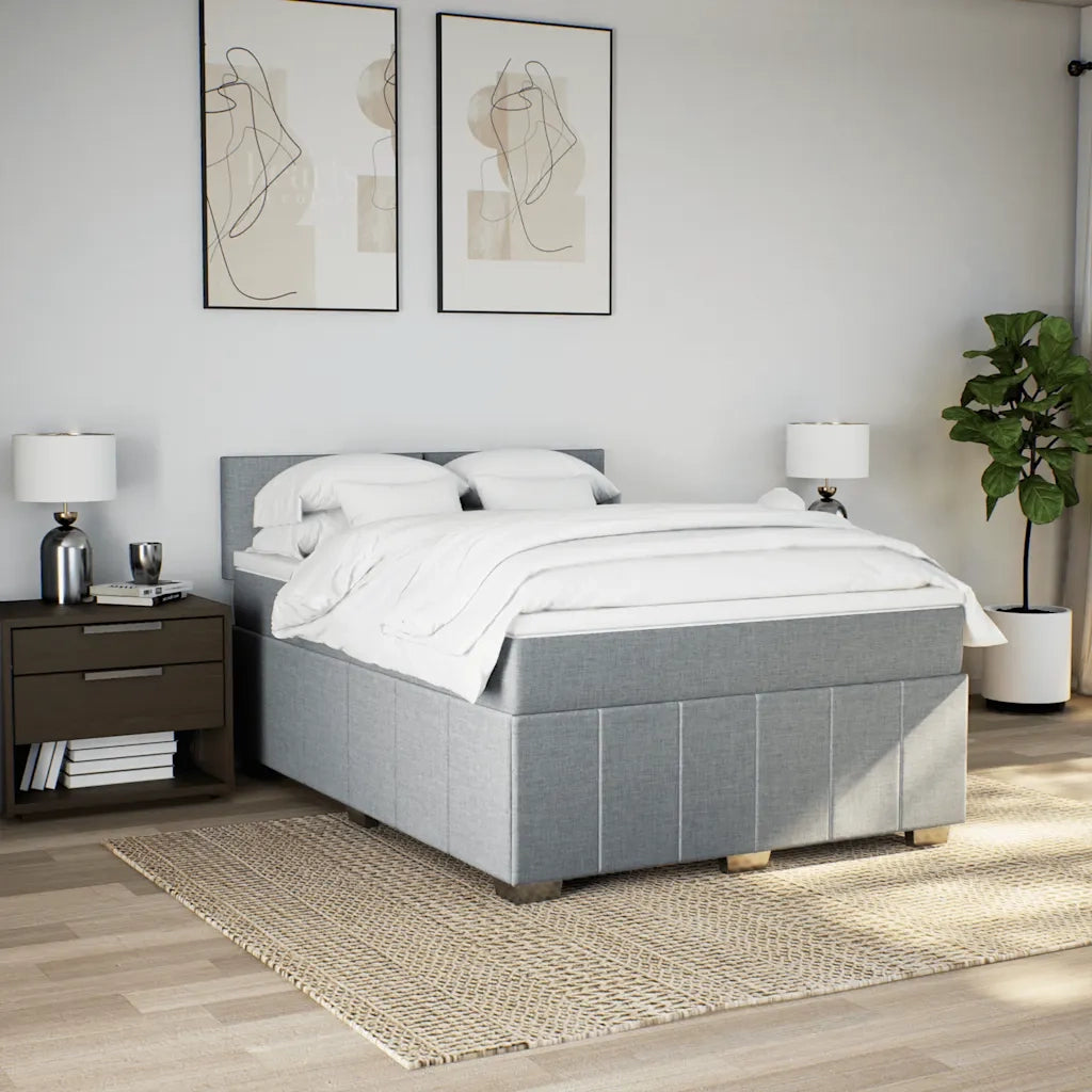 Giroletto a Molle con Materasso Grigio Chiaro 160x200cm Tessuto 3289412
