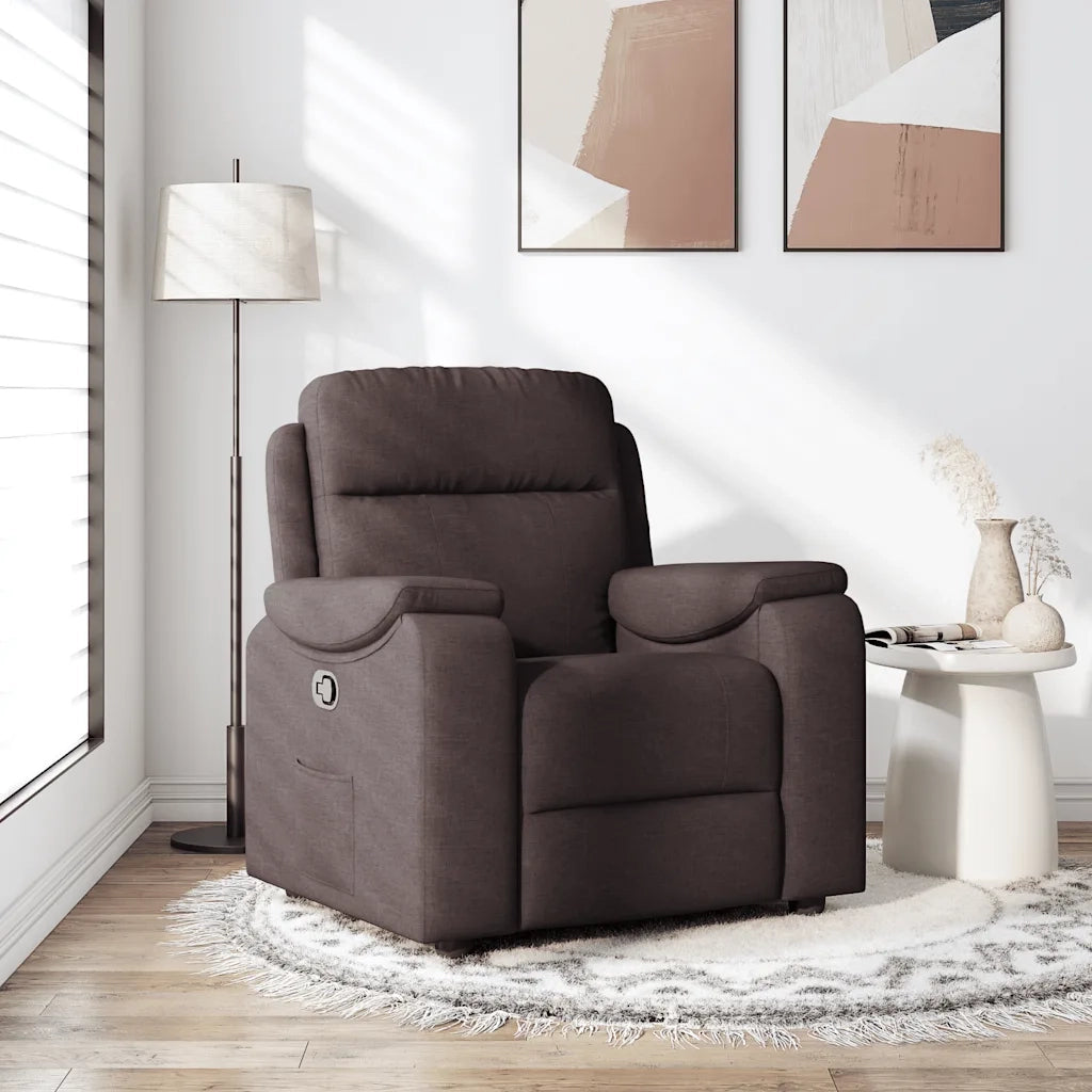 Poltrona Reclinabile Marrone Scuro in Tessuto 4015685