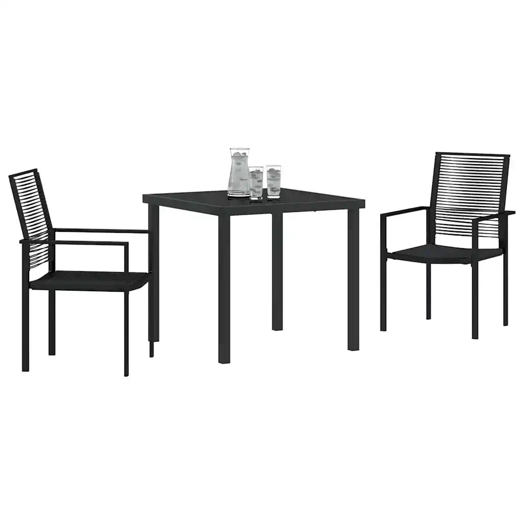 Set da Pranzo per Giardino 3 pcs Nero