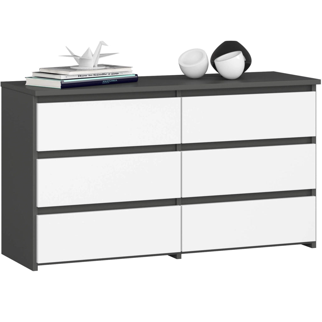 Cassettiera CL100 compatta AKORD Grigia Grafite 100 cm 6 cassetti inserto frontale Bianco 100x35x57 cm