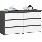 Cassettiera CL100 compatta AKORD Grigia Grafite 100 cm 6 cassetti inserto frontale Bianco 100x35x57 cm