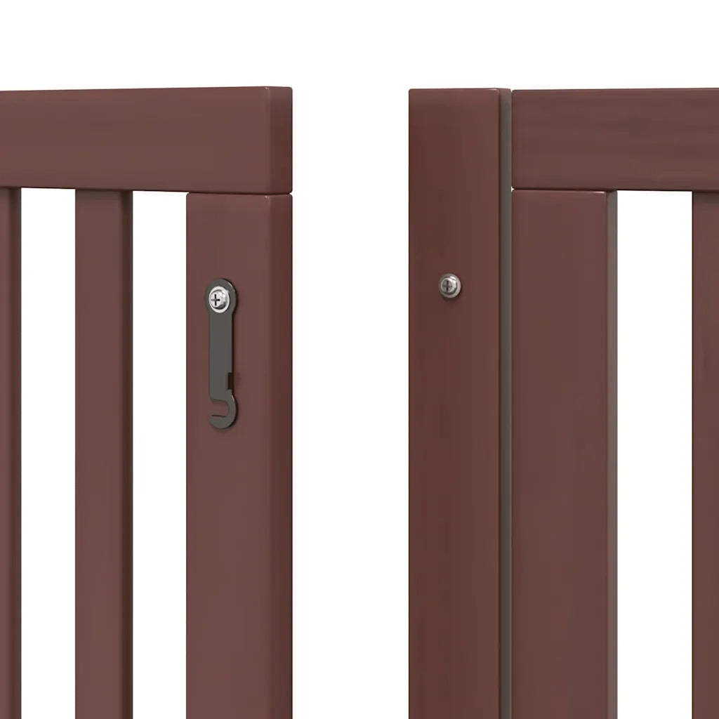 Cancello Cani Porta Pieghevole Marrone 12 Pannelli 960cm Pioppo CFW4336030